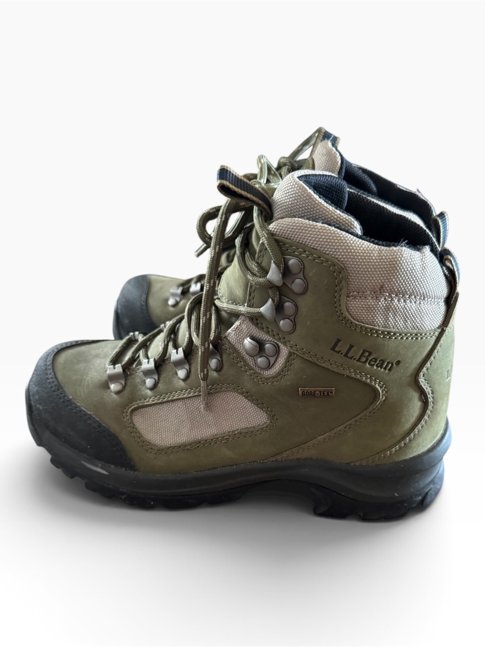 L.L. Bean Olive Green and Tan Women's Waterproof Hiking Boots